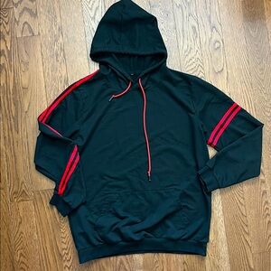 SHEIN Black Hoodie with Red Stripes